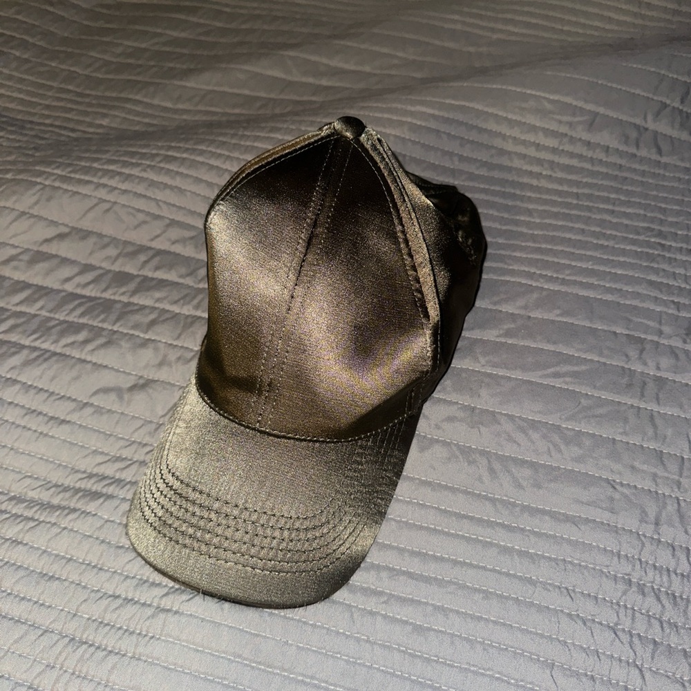 Sleek olive satin finish baseball hat